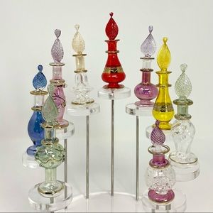 Genie Blown Glass Miniature Perfume Bottles or Essential Oils 9 sets 2"
